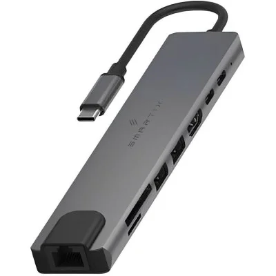 Smartix Premium 8 in 1 USB-C Hub - Grey